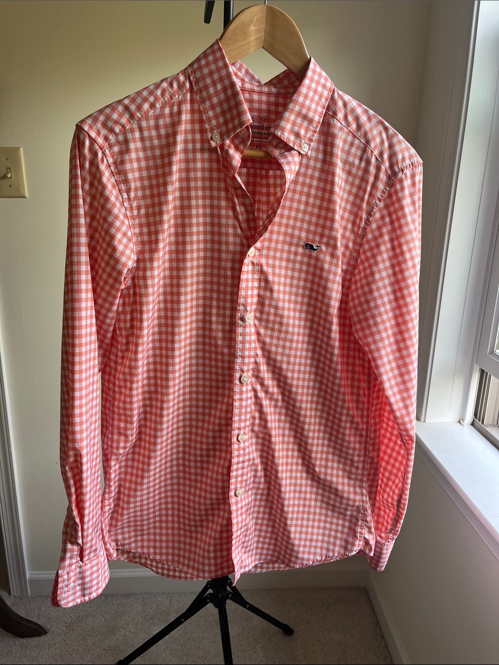 Vineyard Vines Coral Gingham Button-Down Shirt